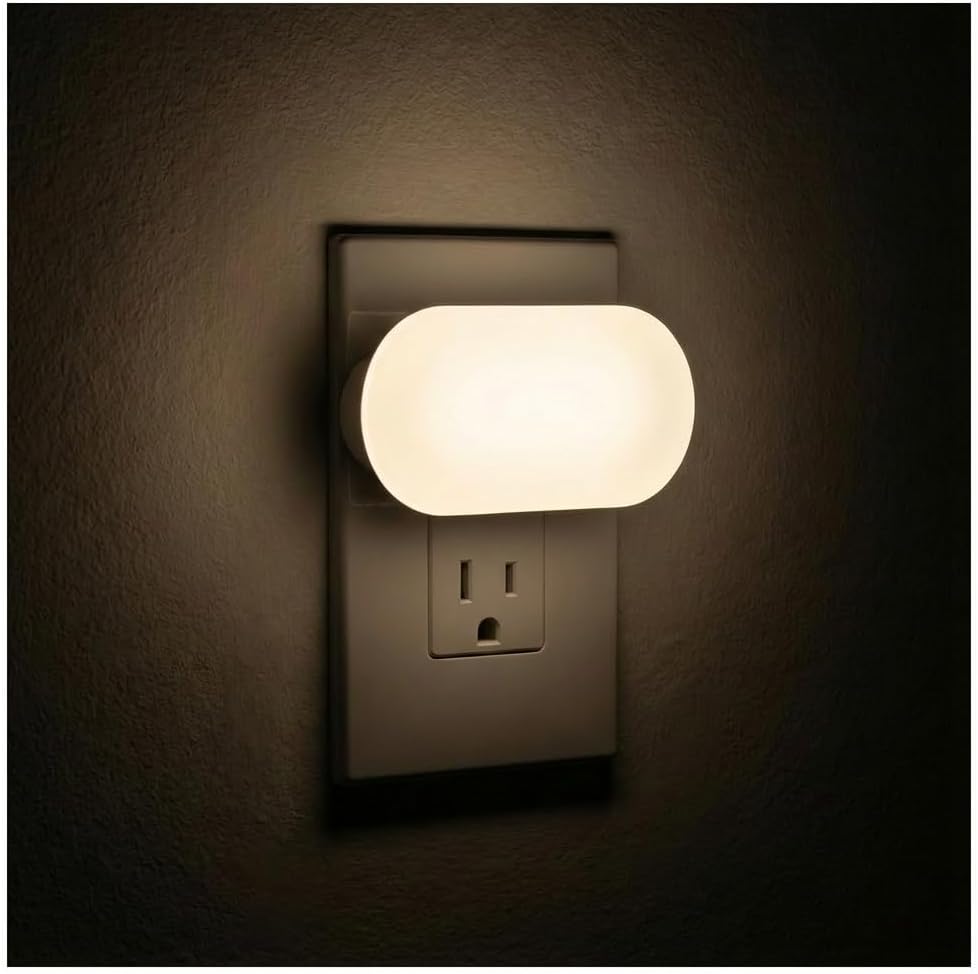 Lights by Night Mini Bright Night Light, Plug-in, Dusk-to-Dawn Sensor, Adjustable & Dimmable LED, Up to 100 Lumens – Ideal for Bedroom…