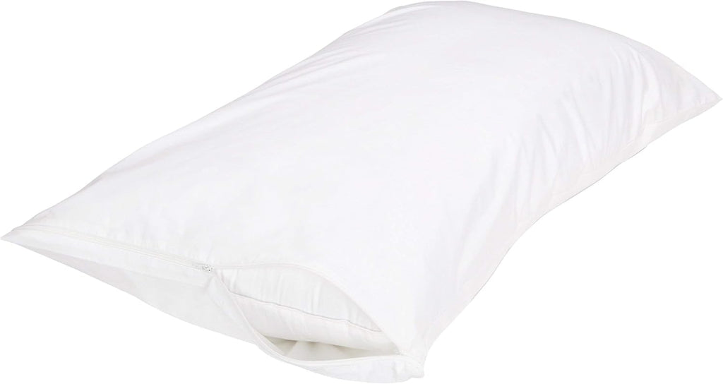 Amazon Basics King Pillow Pillowcases with Zipper, 100% Cotton Hypoallergenic, Pillow Protector, White (37 x 21 Inches), Pillows Not…