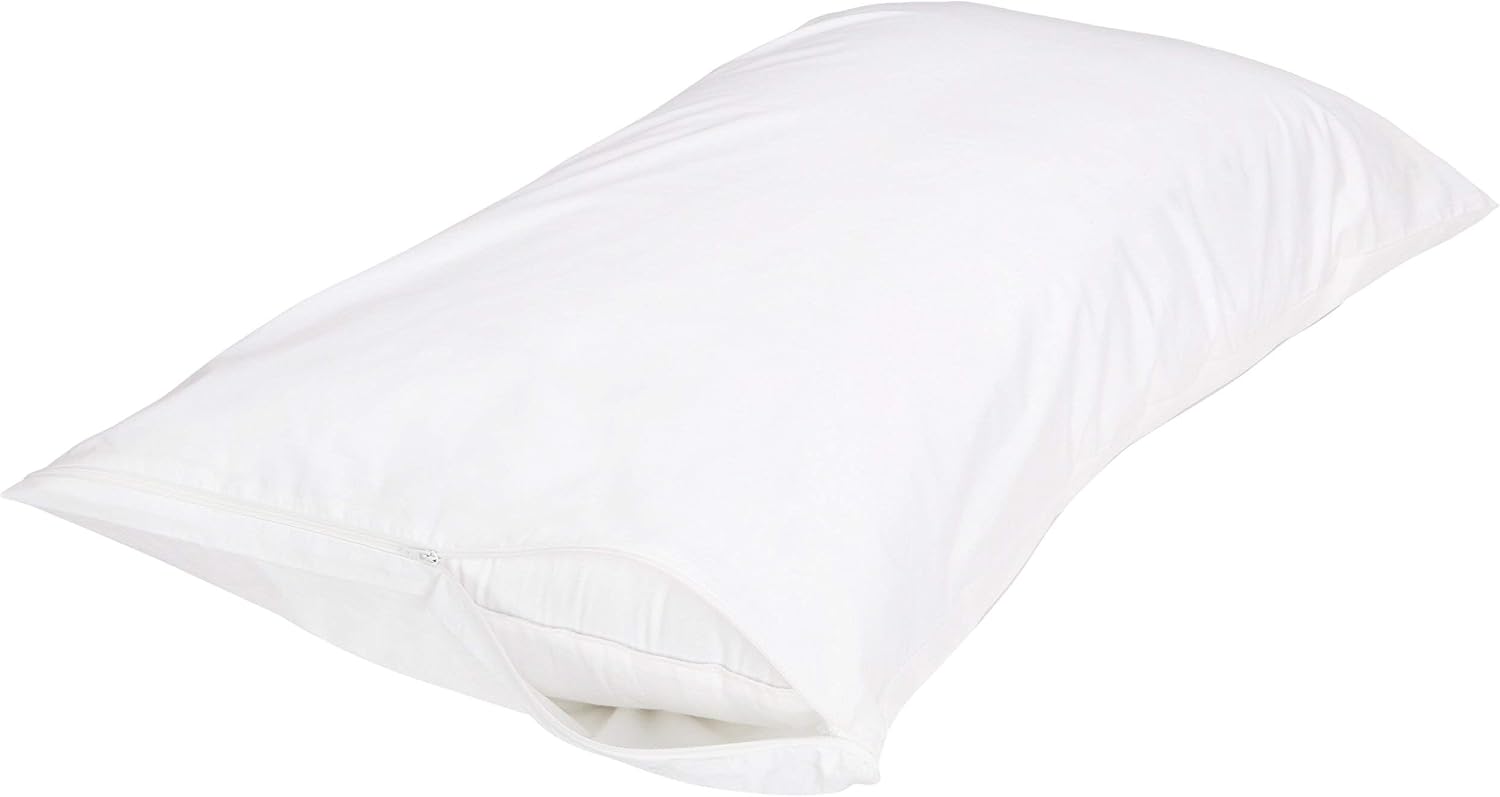 Amazon Basics King Pillow Pillowcases with Zipper, 100% Cotton Hypoallergenic, Pillow Protector, White (37 x 21 Inches), Pillows Not…