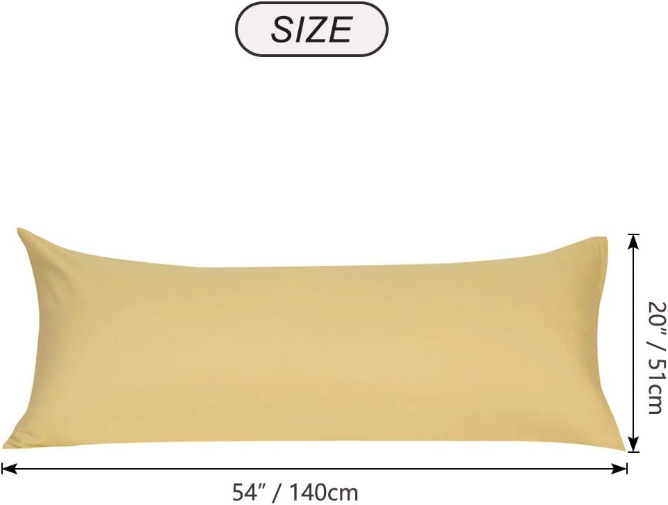 uxcell Soft Microfiber Body Pillow Cover with Zipper Closure, Long Pillow Case for 90 GSM Polyester, Gold Body (20"x54") cotton Gold