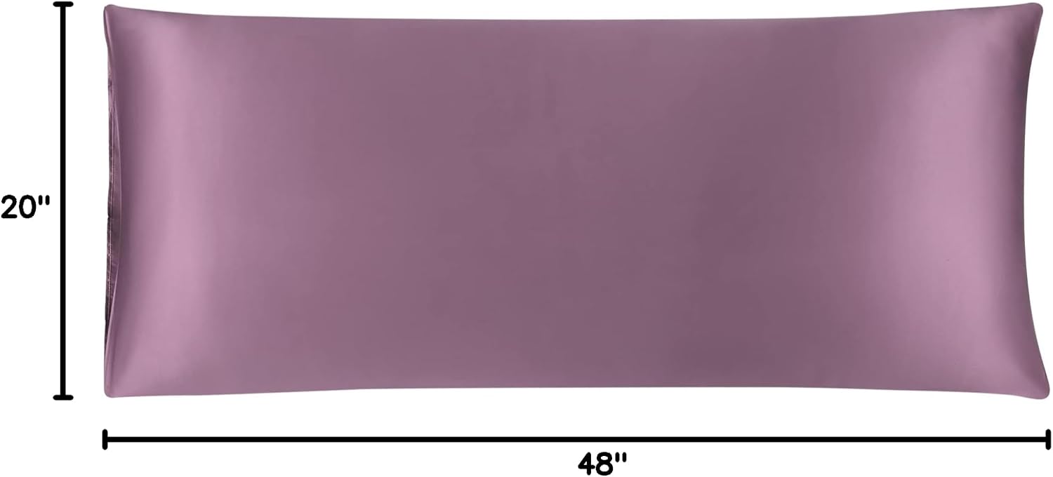 uxcell Body Pillow Cover, 20x48 Inch Mauve Silky Satin Body Pillowcases for Hair and Skin, Soft Cooling Smooth Pillow Case with Envelope…
