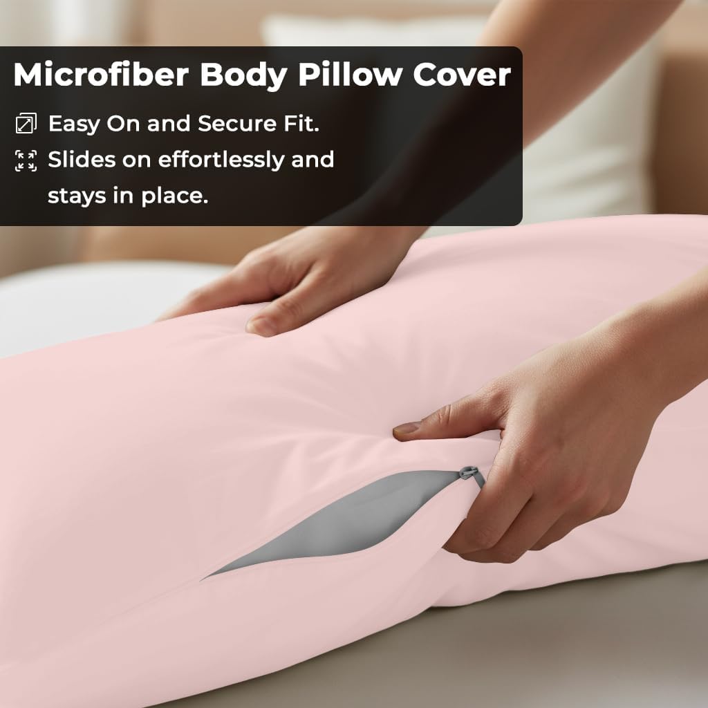 Royalelinens ROYALE LINENS Body Pillow Cover - Double Brushed 1800 Microfiber - 20"x54" with Hidden Zipper Closure - Wrinkle & Fade Resista…