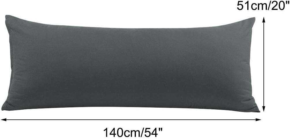 PiccoCasa Body Pillow Cover with Zipper Closure, 110 GSM Brushed Microfiber Pillowcase for 20"x54" Body Pillow, Grey cotton Grey
