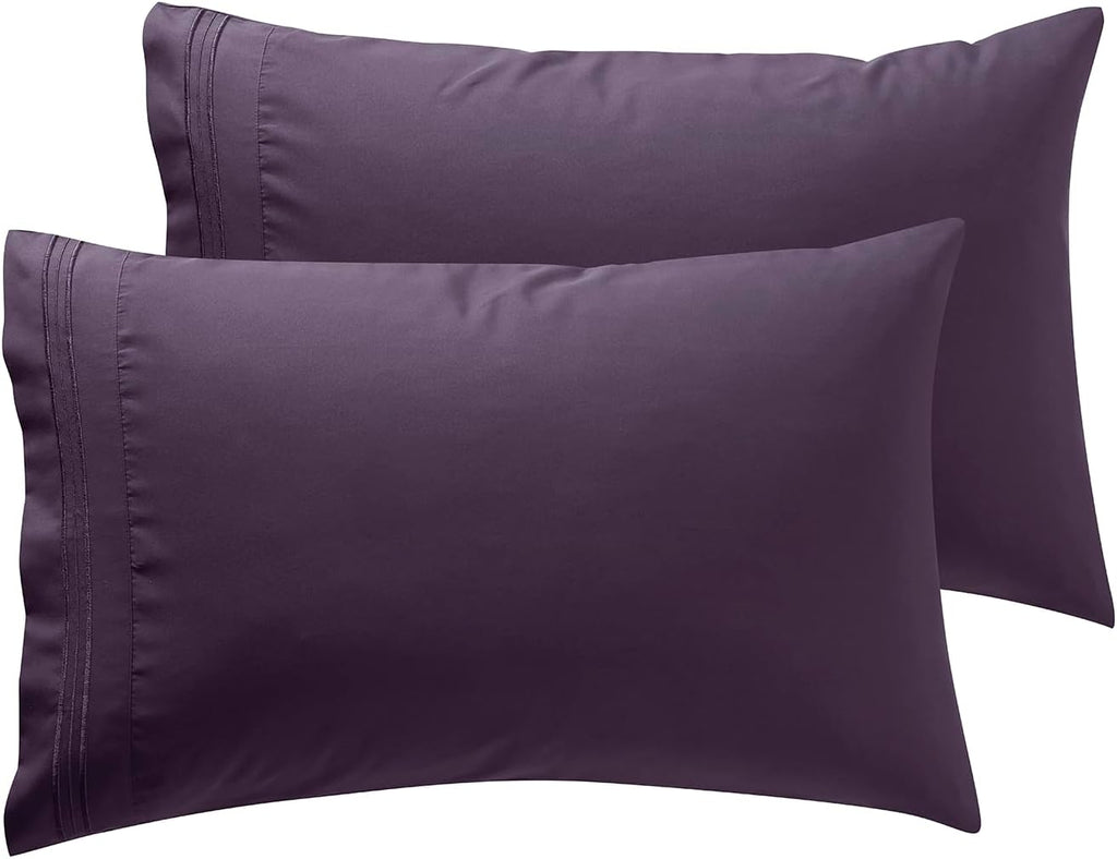 Nestl Microfiber King Pillowcase, 2 - Purple, Soft, Brushed, Envelope Closure, Set of 2, 20x40 Inches cotton