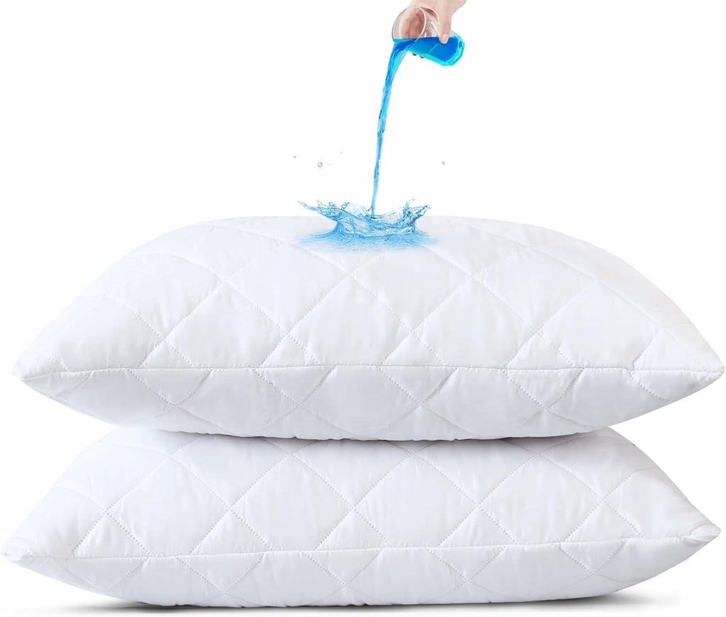 Cotton Passion Quilted Waterproof Pillow Protectors, Standard Size Pack of 2 Zippered Pillowcases, Breathable Protective Pillow Encasement…