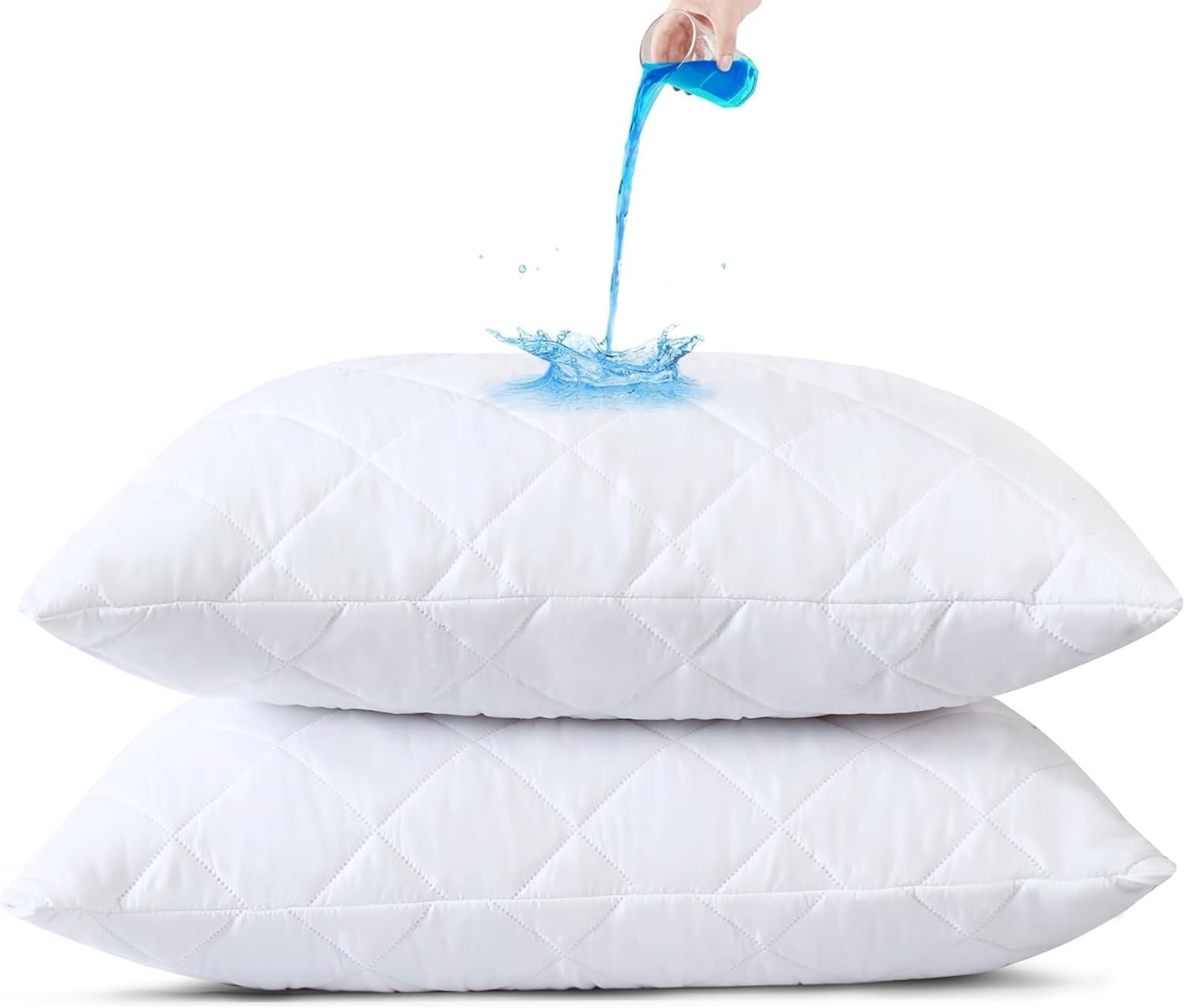 Cotton Passion Quilted Waterproof Pillow Protectors, Standard Size Pack of 2 Zippered Pillowcases, Breathable Protective Pillow Encasement…