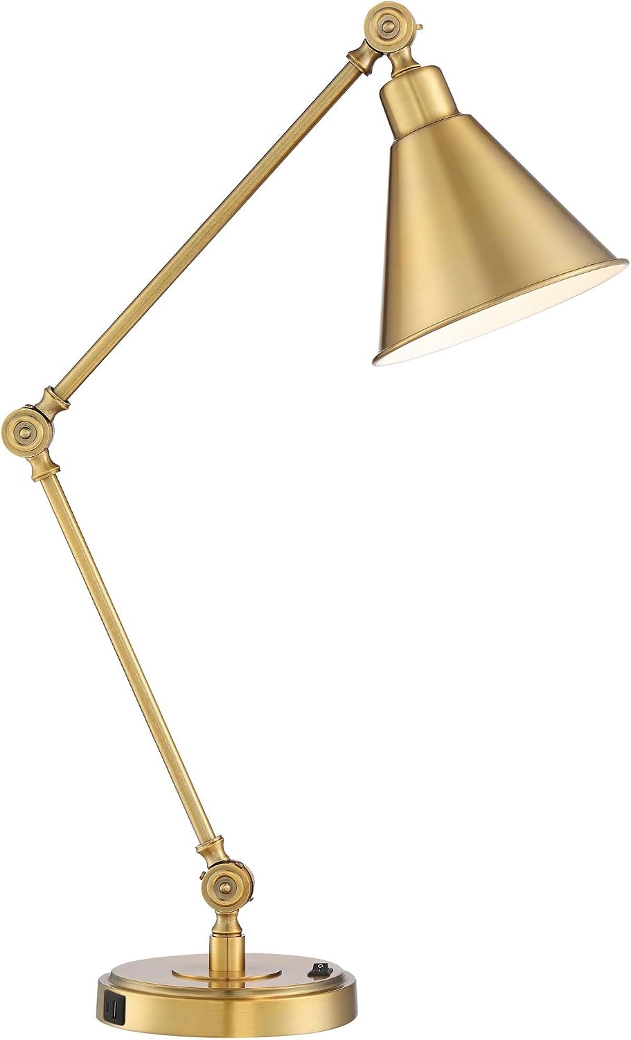 360 Lighting Wray 26 3/4" High Modern Desk Lamp with USB Charging Ports A+C Warm Brass Gold Metal Adjustable Arm Head for Bedroom Living…