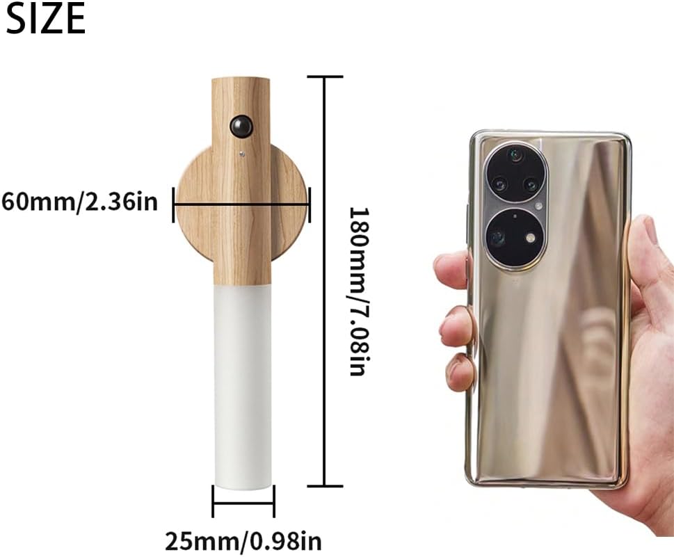 LANDGOO Wooden Motion Sensor Night Lights, Magnet Body Hallway Lamp, Rechargeable LED Wall Sconces, Portable for Stairway Bedroom…