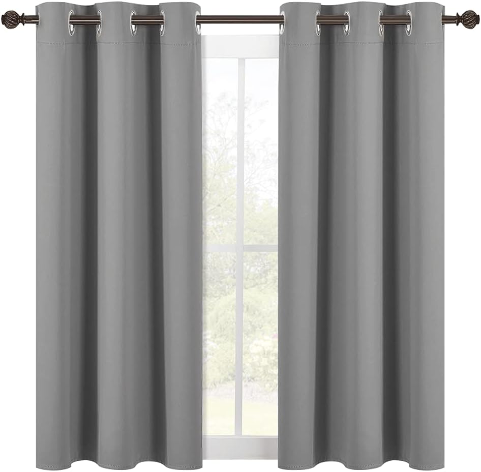 NICETOWN Bedroom Curtains Blackout Drapery Panels, Three Pass Microfiber Thermal Insulated Solid Ring Top Blackout Window Curtains…
