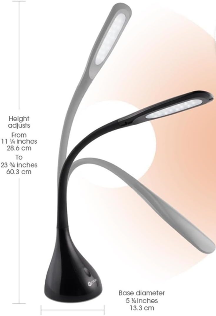 Ottlite Creative Curves LED Desk Lamp with Adjustable Neck - 4 Dimmable Brightness Settings with Energy Efficient Natural Daylight LEDs for…