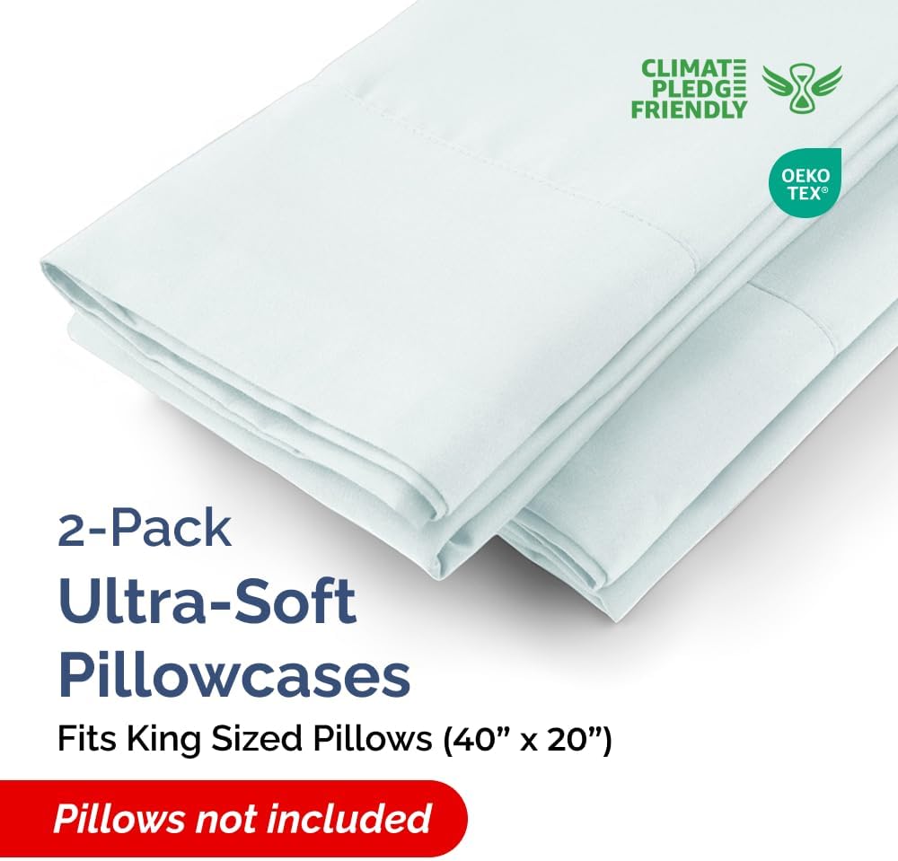 CGKUnlimited King Pillow Cases - 2 Pack - Super Soft Pillowcase Covers - Envelope Enclosure - Hotel Quality Pillow Protectors - Wrinkle Fre…
