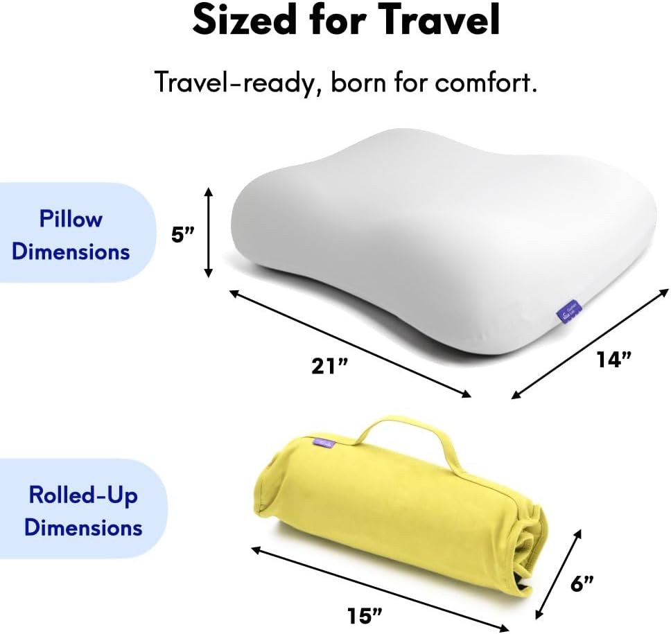 Cushion Lab Travel Deep Sleep Pillow – Compact Memory Foam Neck Pillow for Sleeping, Portable Pillow for Hotels, Camping, Side & Back…