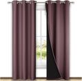 Nicetown Dry Rose Blackout Curtains 84 inches Long, Full Light Blocking Drapes with Black Liner for Nursery, Thermal Insulated Draperies fo…