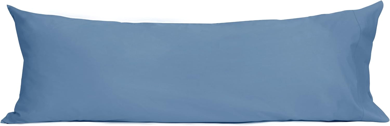 Sunflower Body Pillowcase 100% Cotton Long Pillow Cover/Case Envelope Closure 1 Pack, 20×54 inches Copen Blue, Soft and Breathable