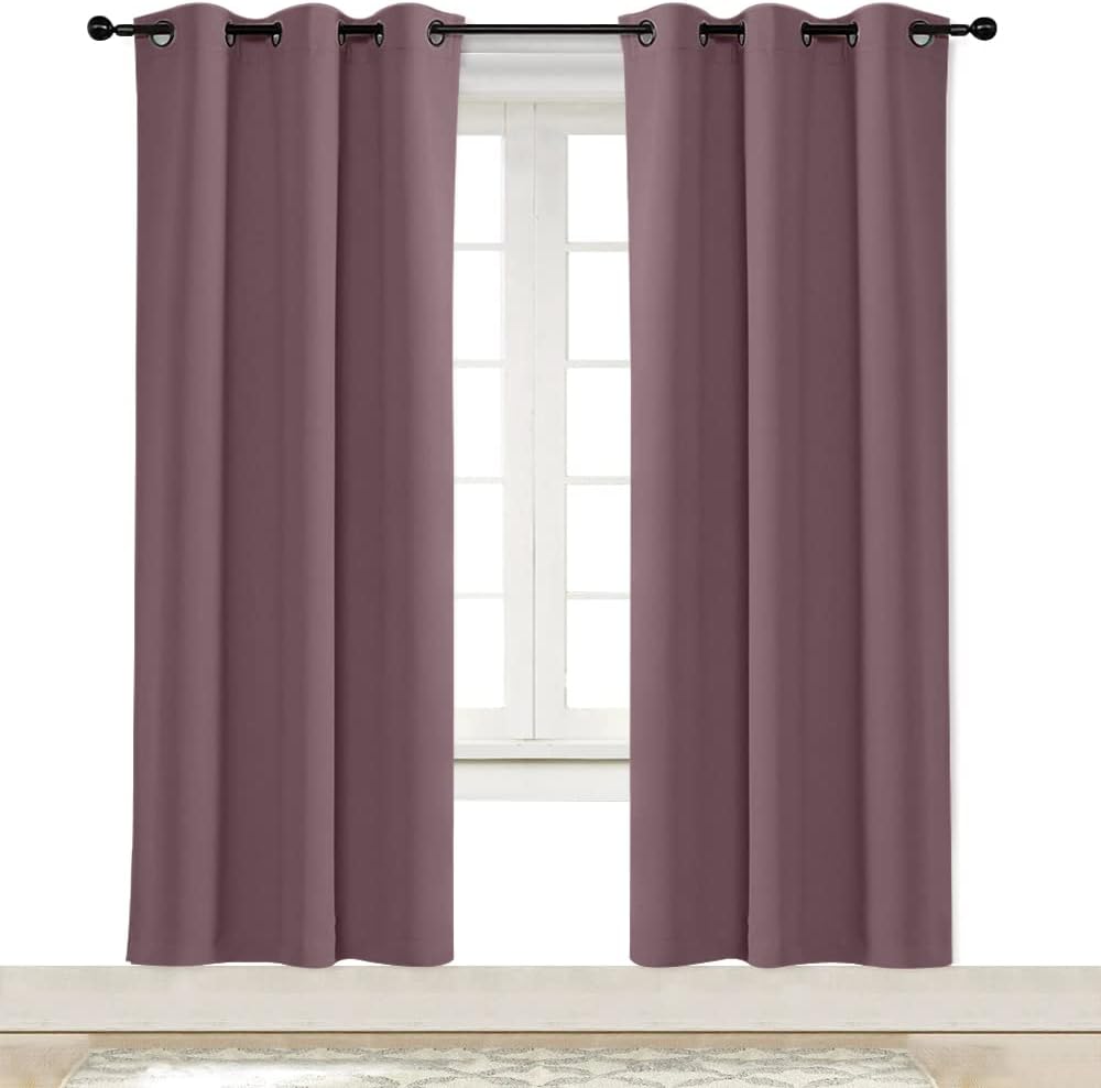 NICETOWN Kitchen Blackout Window Curtain Panel, Dry Rose, 1 Panel, 42 by 72 inches Long, Home Fashion Thermal Insulated Solid Grommet…