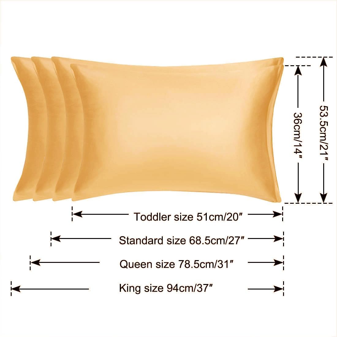 uxcell Travel Satin Pillowcase with Zipper, Super Soft and Luxury, Silky Pillow Cases Covers Set of 2, 14"x20", Champagne