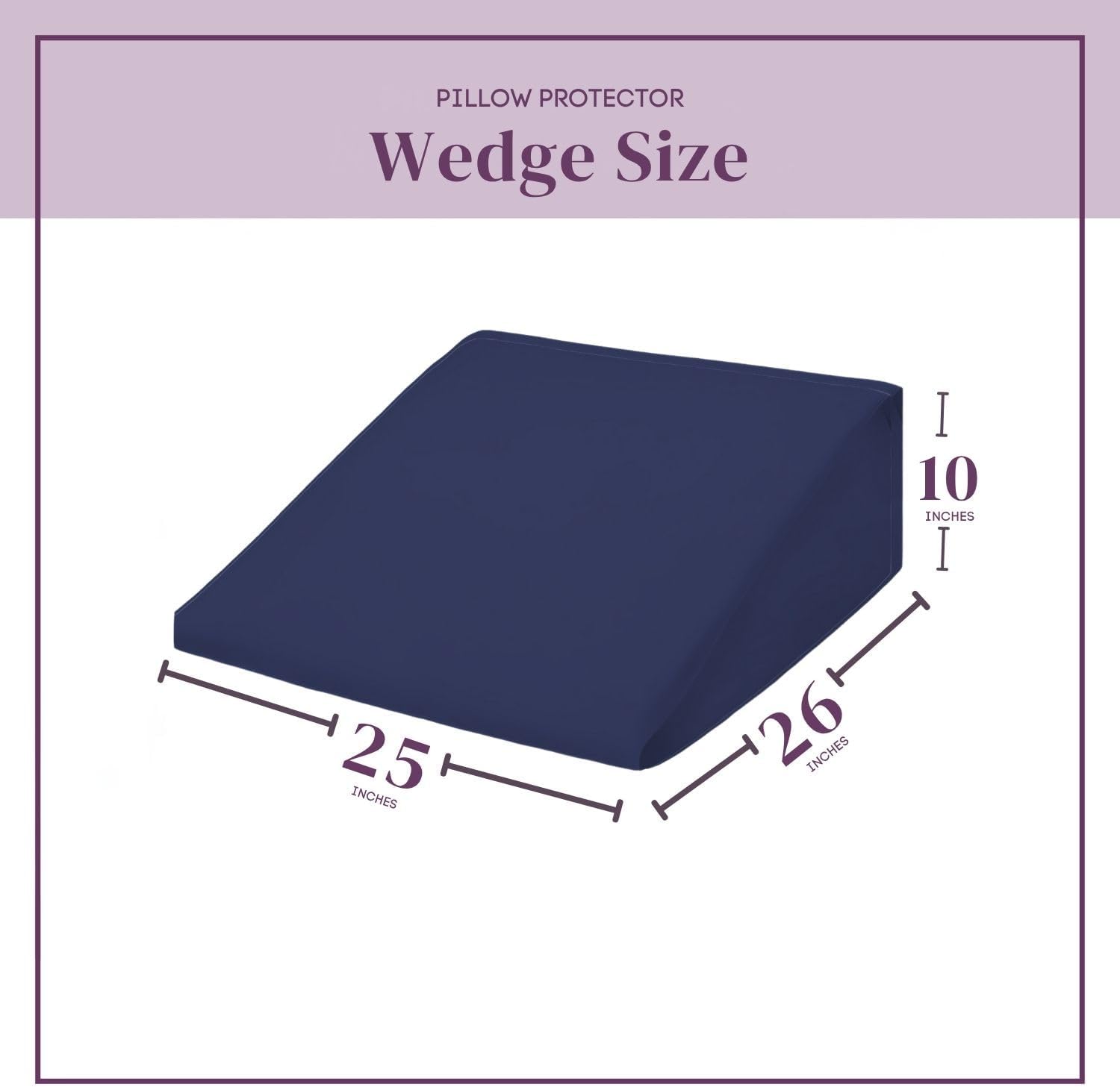 CirclesHome Wedge Pillow Cover 100% Cotton, Zippered Wedge Pillow Case Protector, Soft, Hypoallergenic & Breathable -, Navy, (25Wx26Lx10) 1…