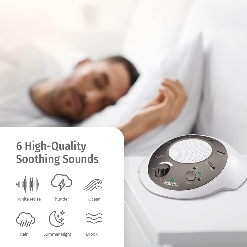 Homedics SoundSleep White Noise Sound Machine, Gold, Small Travel Sound Machine with 6 Relaxing Nature Sounds, Portable Sound relaxation…