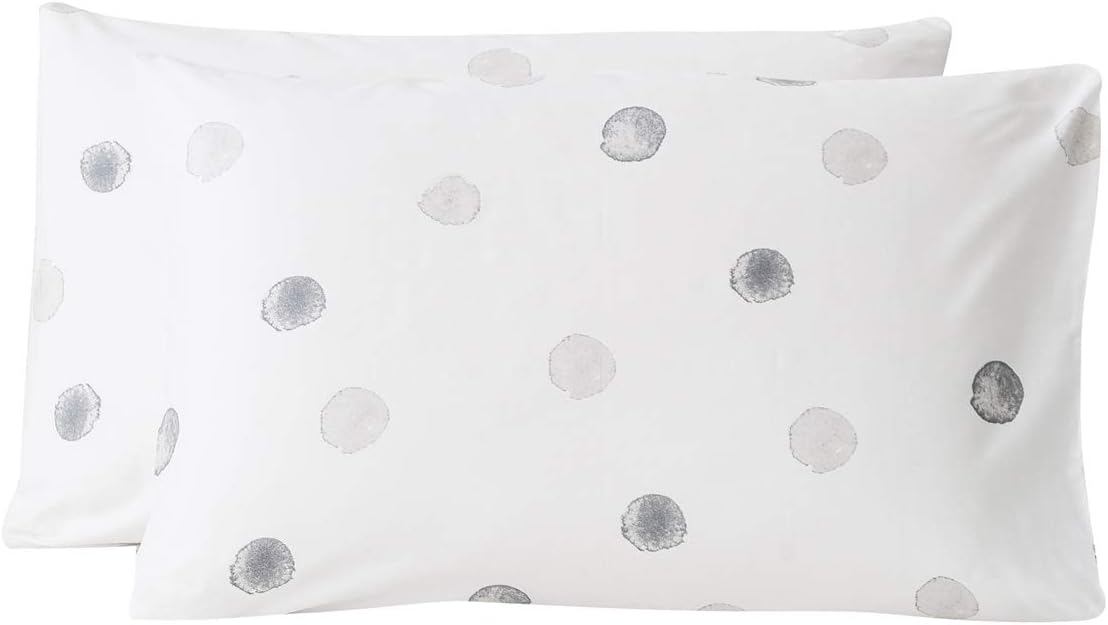 Susybao 100% Cotton Pillowcases King Size Set of 2 White Polka Dots Bed Pillow Covers Envelope Closure End Pillow Encasement Quality Soft B…