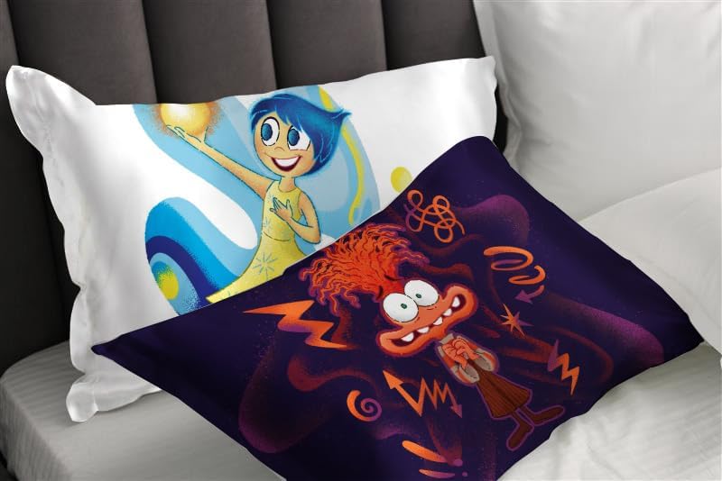 JayFranco Disney Pixar Inside Out Joy Satin Pillowcase - Standard Size 20x30 Inch Silky Soft White Pillow Cover 30 inch White