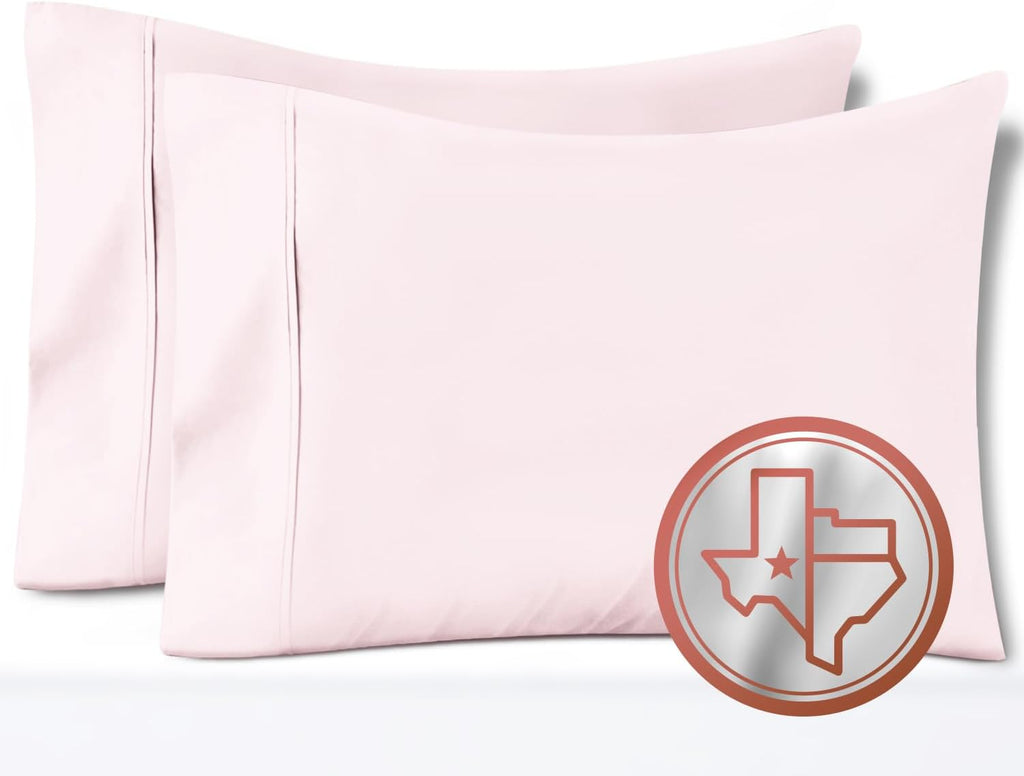TEXAS LINEN CO. 100% Egyptian Cotton Pillow Cases Set of 2, Texan Talkin' Collection 600 Series King Pillowcase for Sleeping (Peach)…