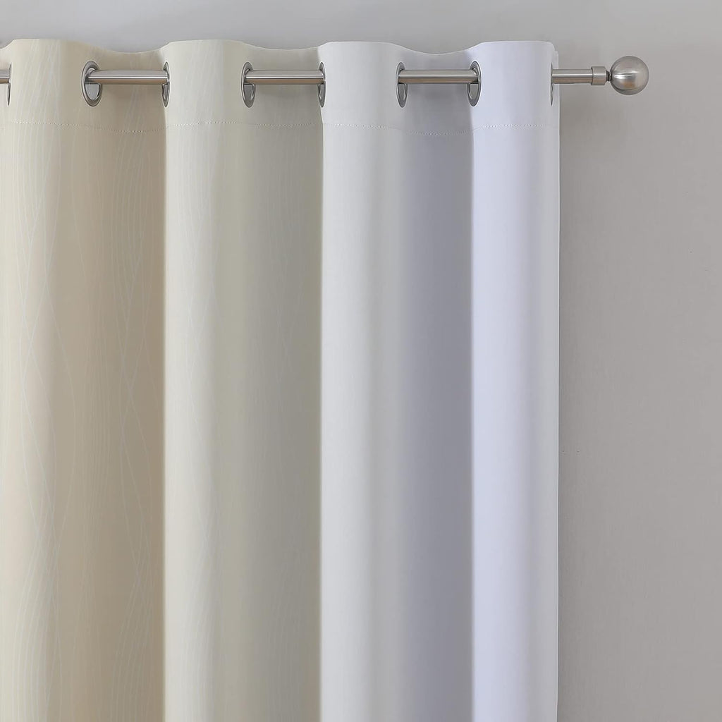 Estelartextiler Estelar Textiler Beige and Grayish White Blackout Curtains & Drapes for Bedroom, Thermal Insulated Ombre Blackout Drapes, F…