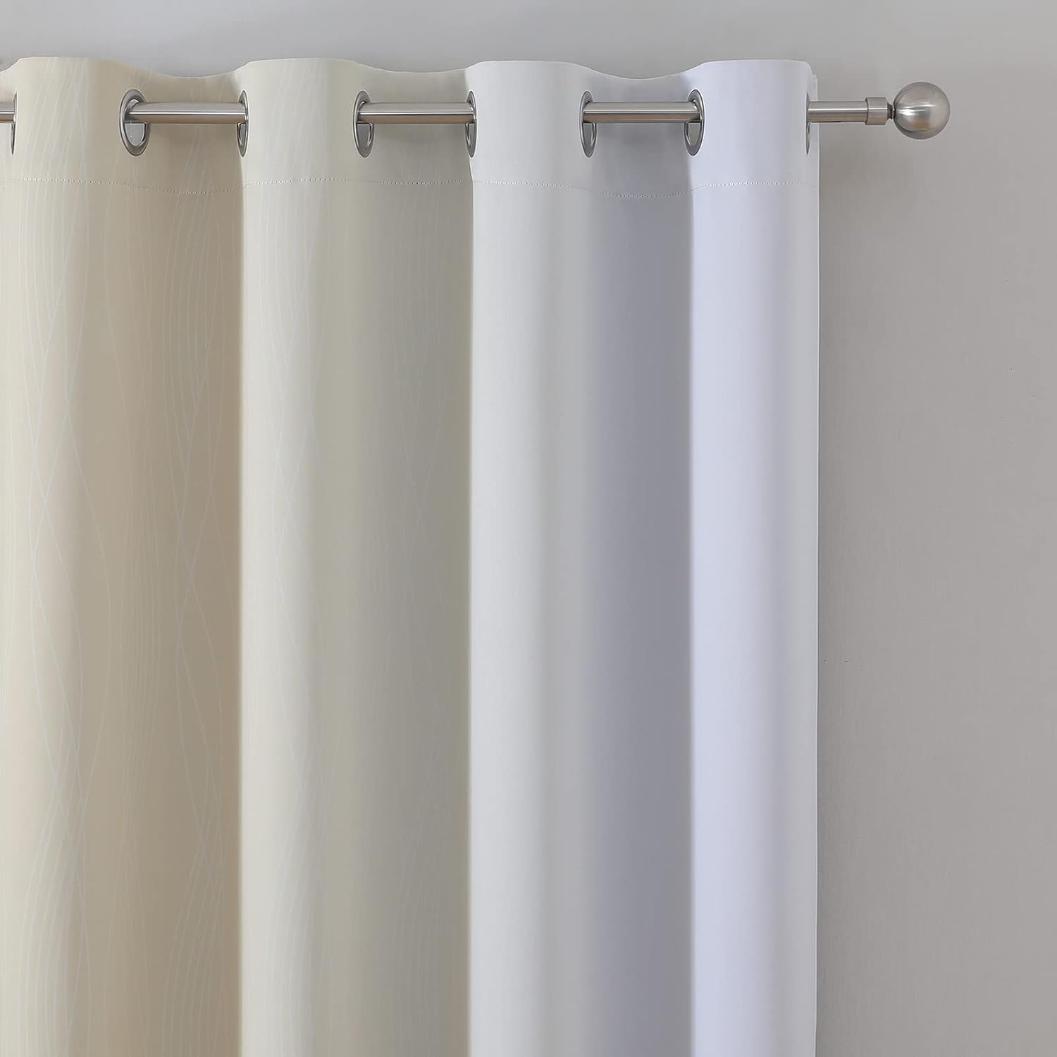 Estelartextiler Estelar Textiler Beige and Grayish White Blackout Curtains & Drapes for Bedroom, Thermal Insulated Ombre Blackout Drapes, F…