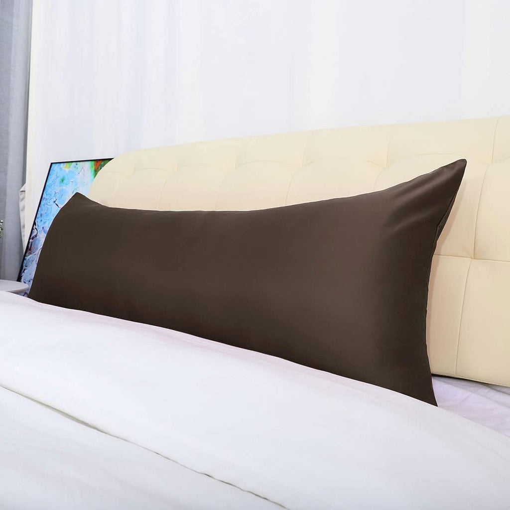 uxcell Body Pillow Cover, 20x60 Inch Brown Silky Satin Body Pillowcases for Hair and Skin, Soft Cooling Smooth Pillow Case with Envelope…