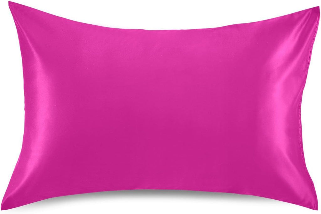 Electric Pink Color Pillow Covers Silk Pillowcase for Hair and Skin Breathable Silky Soft Satin Pillowcase Standard Size Pillow Case for…