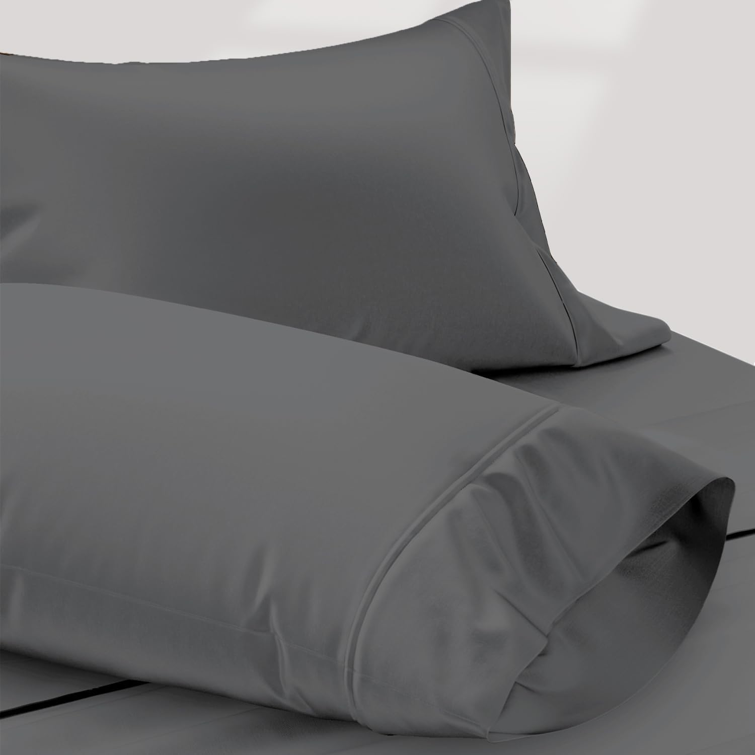 TEXAS LINEN CO. 100% Egyptian Cotton Pillow Cases King Size Set of 2 - Luxury 1200 Series Star Sleepin' Collection Sateen Pillow Covers…