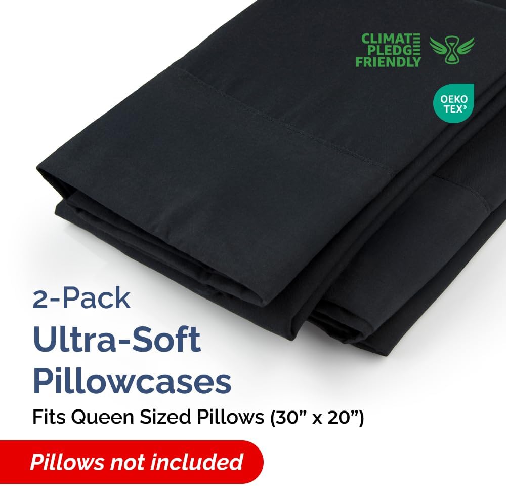 CGKUnlimited Queen Pillow Cases - 2 Pack - Super Soft Pillowcase Covers - Envelope Enclosure - Hotel Quality Pillow Protectors - Wrinkle Fr…