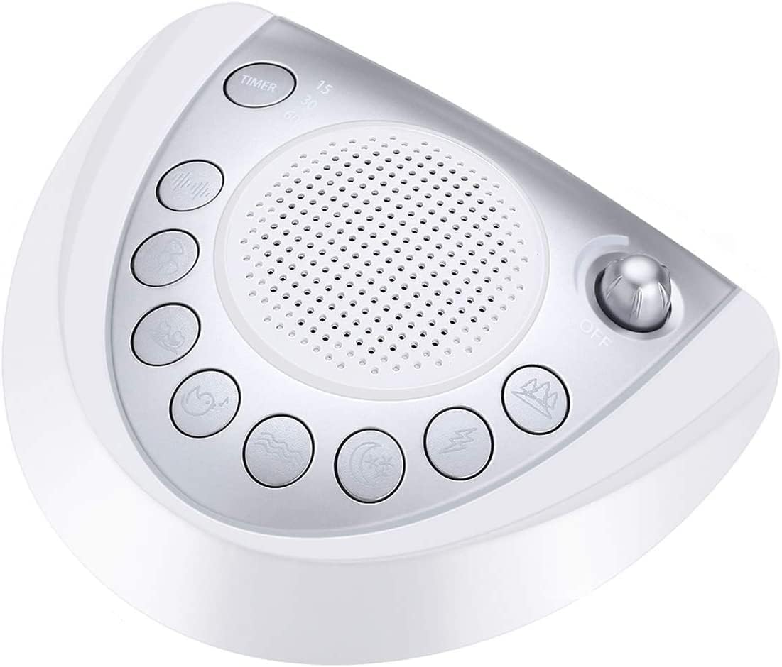 Raynic White Noise Machine, Battery Powered Sound Machine, Portable Sleep Machine with 24 Natural Soothing Sounds, Timer, USB Port…