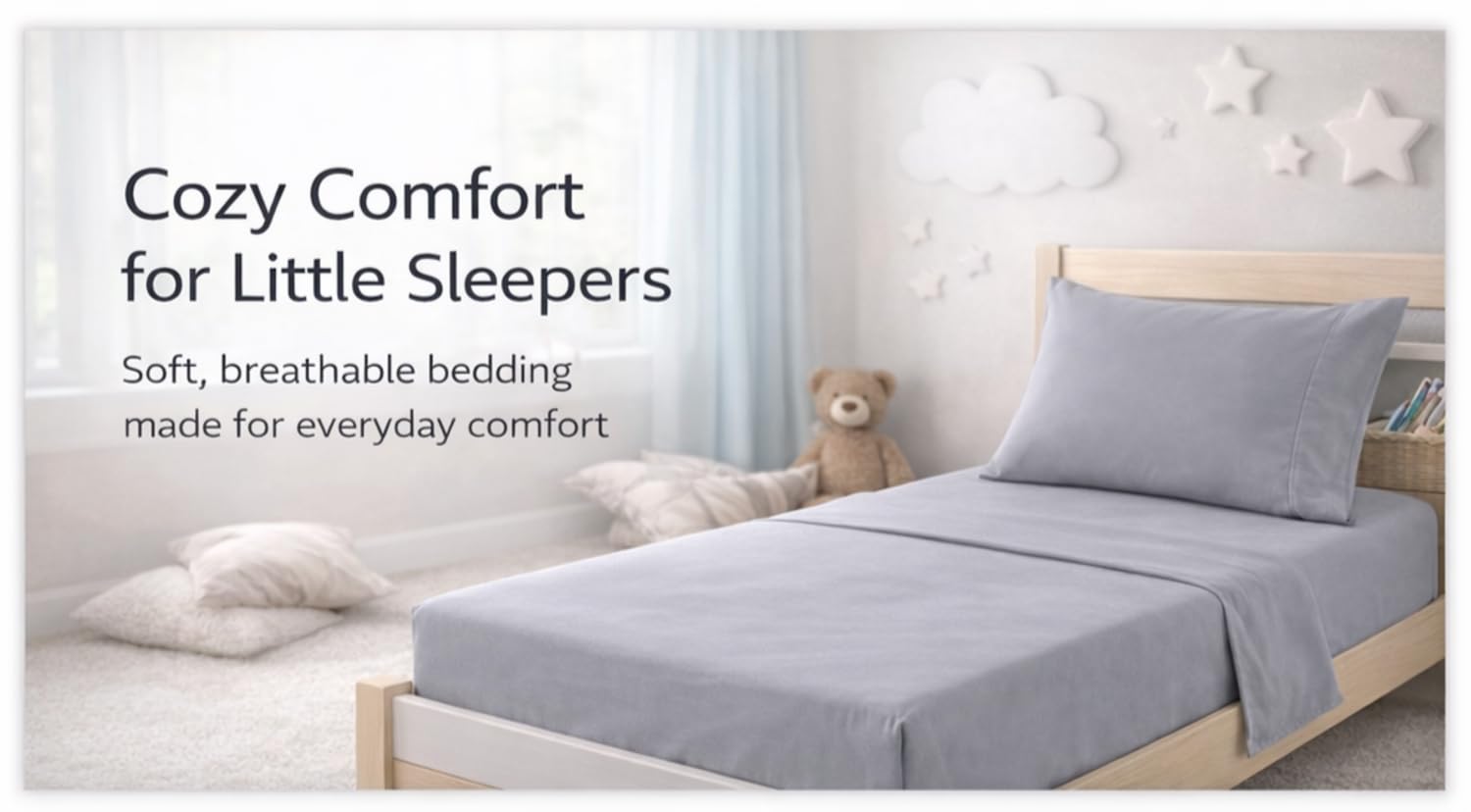 EVERYDAY KIDS 3 Piece Toddler Sheet Set - Soft Breathable Microfiber Toddler Bedding - Includes a Flat Sheet, a Fitted Sheet and a…
