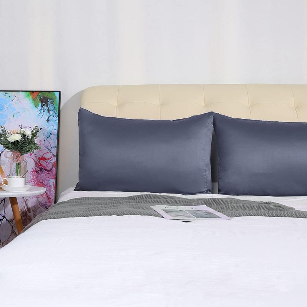 uxcell 2 Pack Silk Satin Pillowcase for Hair and Skin, Cool, Silky, Soft Breathable Pillow Cases King Size 20x36 Inch Sateen Pillowcase Sla…