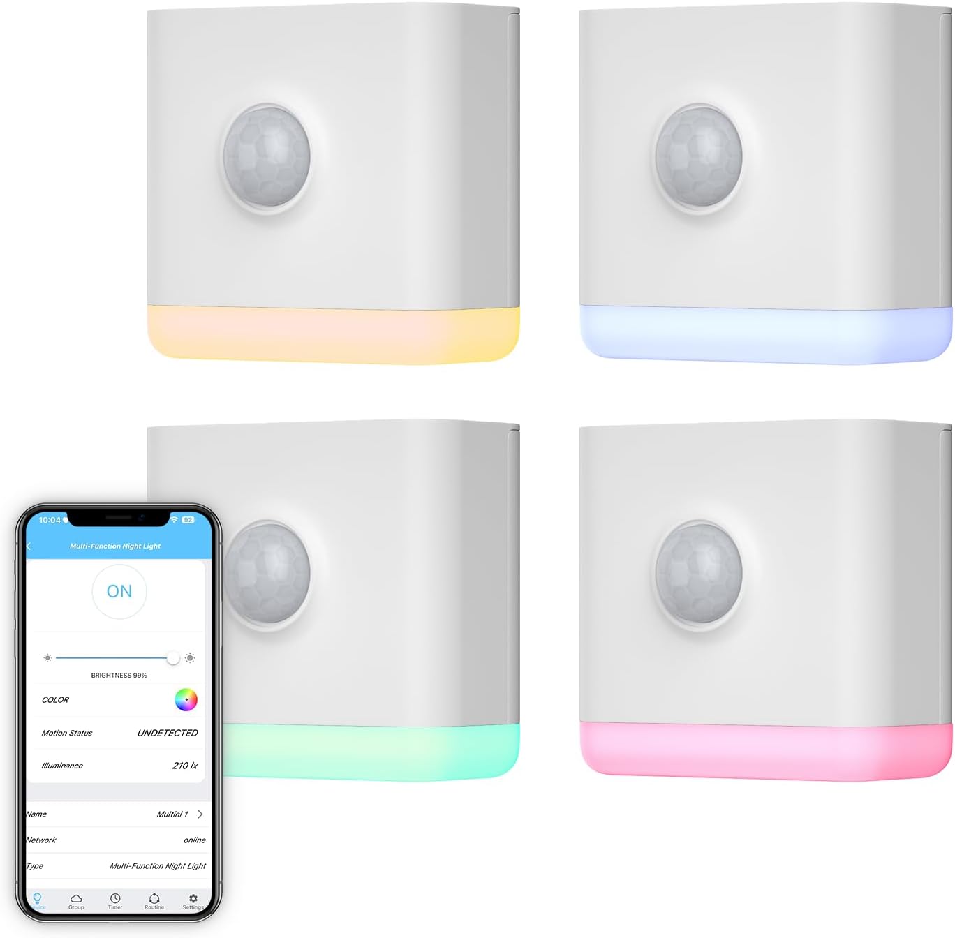 THIRDREALITY Multi-Function Night Light 4 Pack, Zigbee Repeater, 3-in-1 Combines a Motion Sensor, a Illumination Sensor and RGB Color…