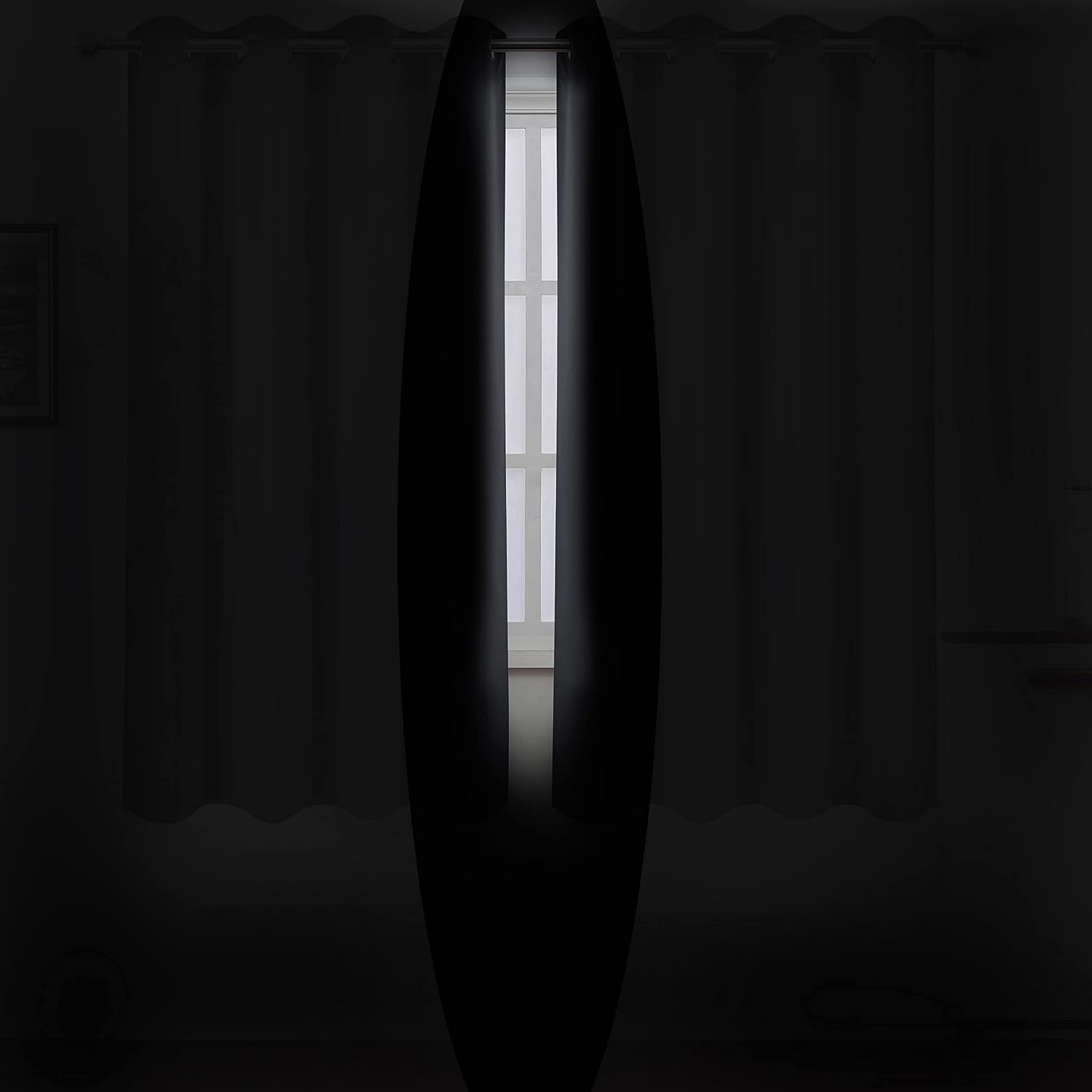 Lemomo Black Thermal Blackout Curtains/52 x 45 Inch/Set of 2 Panels Room Darkening Curtains 45 Inch Black