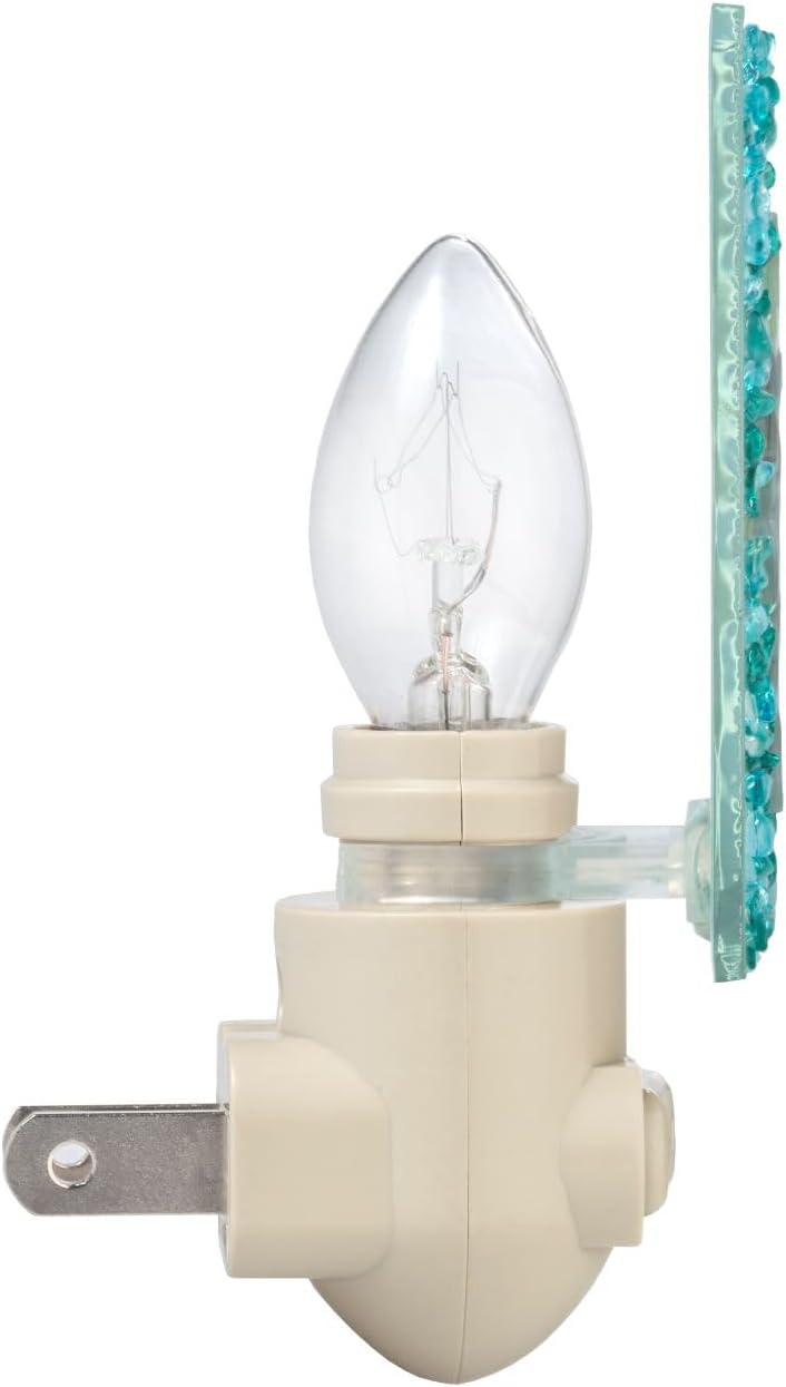 J Devlin Glass Art Sea Turtle Night Light – Handcrafted Fused Stained Glass Coastal Plug in Lamp for Bathroom, Nursery, Beach House Decor