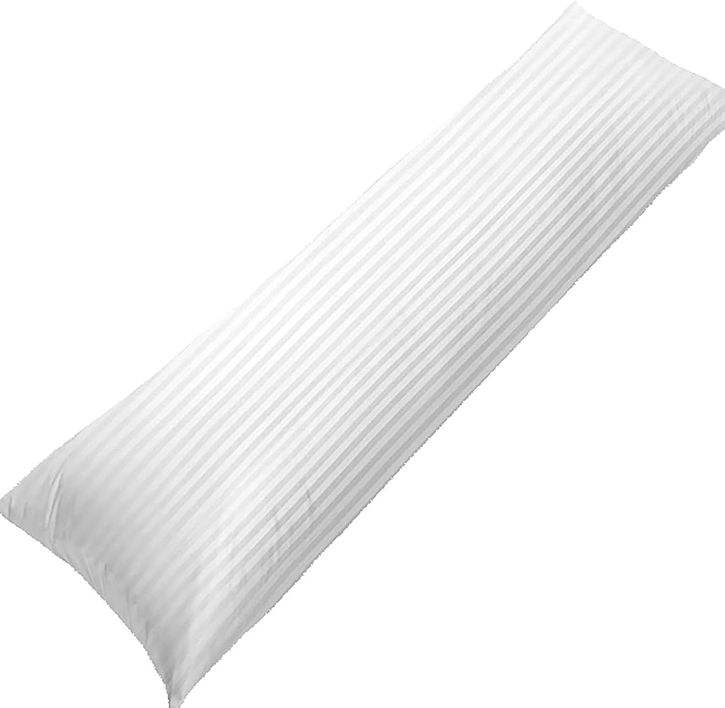 Kingnex Waterproof Down Feather Proof Striped Body Pillow Protectors for 20x54 Pillow Zippered Plain Pillow Cover White 1 Pack Only 21x55