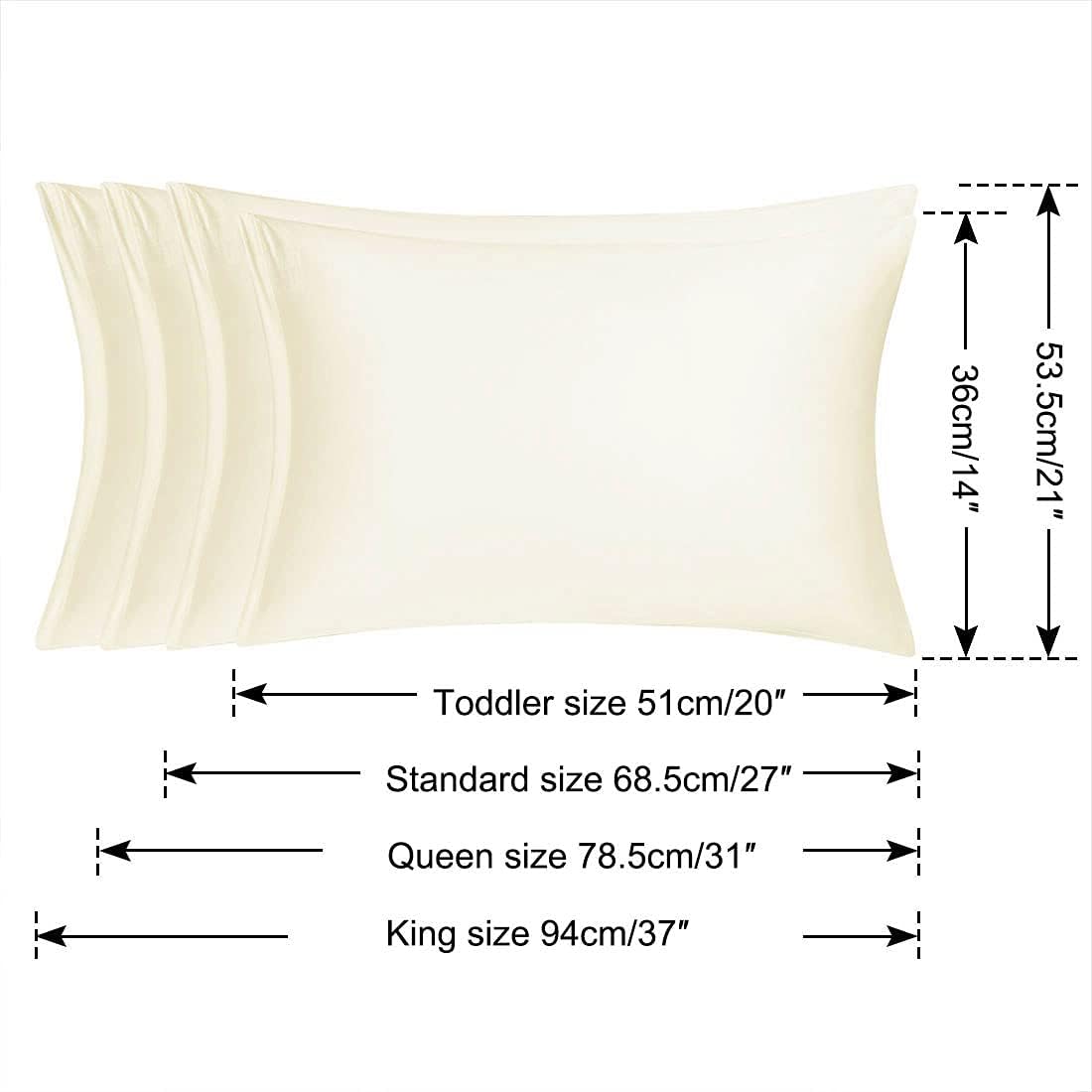 uxcell Standard Satin Pillowcase with Zipper, Super Soft and Luxury, Silky Pillow Cases Covers Set of 2, 21"x27", Pearl White