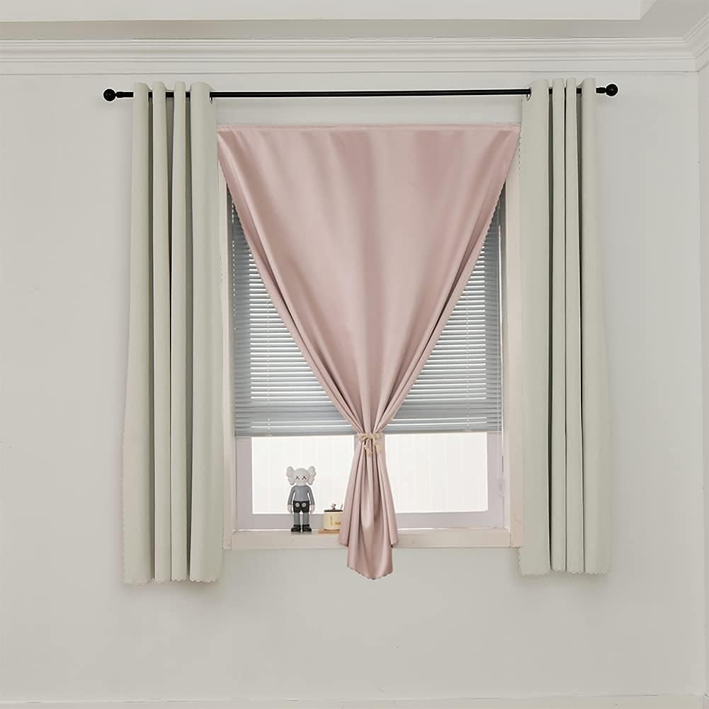 Jilron Autohesion Curtains for Windows, Bedroom Blackout Curtains for - Thermal Lnsulated No Drill Curtains Room Darkening Black Small Drape…
