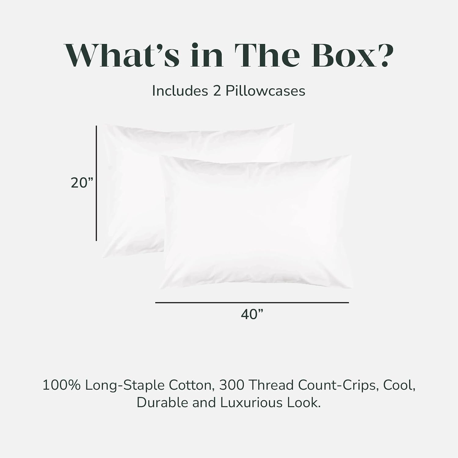FEATHER & STITCH NEW YORK 100% Cotton 2 Piece King Pillow Cases, 300TC Ultra-Soft Pillowcases with Envelope Closure, Wrinkle- Fade- Stain…