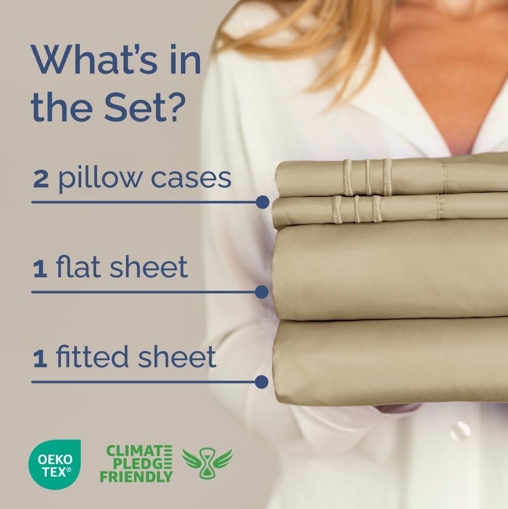 Full Size 4 Piece Sheet Set - Comfy Breathable & Cooling Sheets - Hotel Luxury Bed Sheets for Women & Men - Deep Pockets, Easy-Fit, Extra…