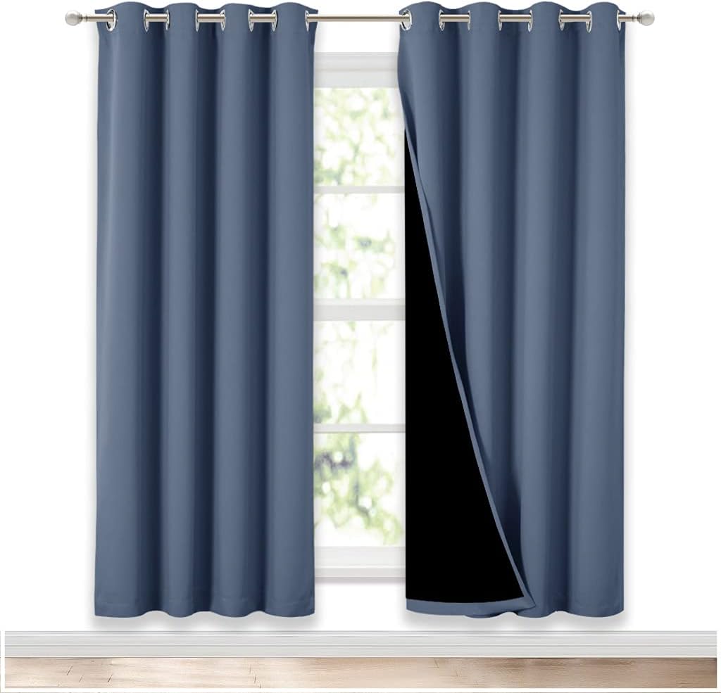 Nicetown Full Shade Curtain Panels 72 inches Long, Pair of Energy Smart & Noise Blocking Out Blackout Drapes for Guest Room Window, Thermal…