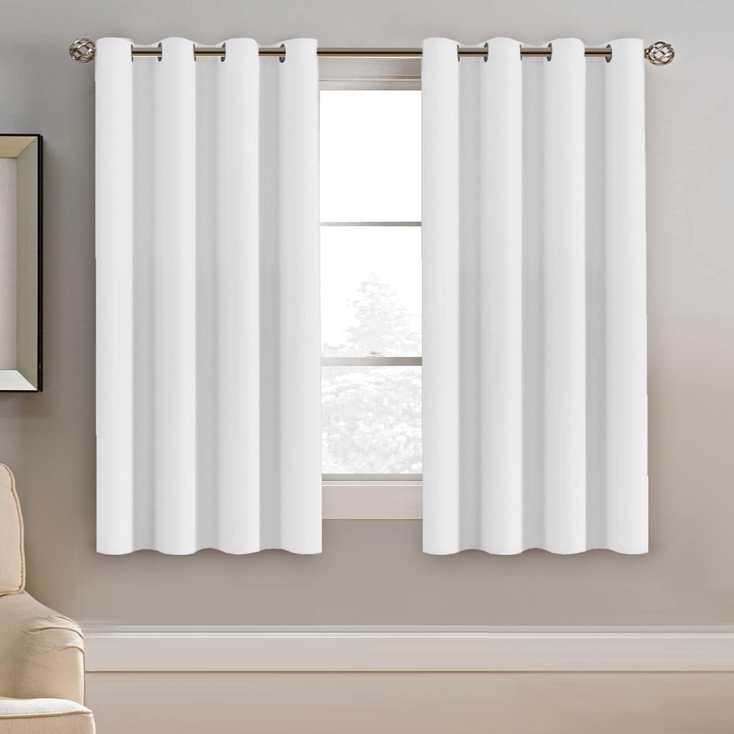 H.VERSAILTEX Pure White Curtain for Living Room Thermal Insulated Window Treatment Curtain 54 inch Length Energy Saving Solid G…