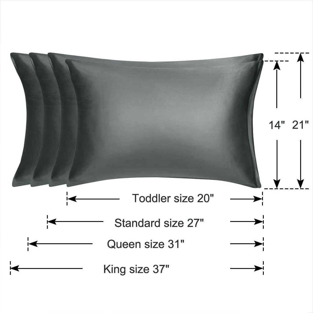 uxcell Queen Satin Pillowcase with Zipper, Super Soft and Luxury, Silky Pillow Cases Covers Set of 2, 20"x30", Grey