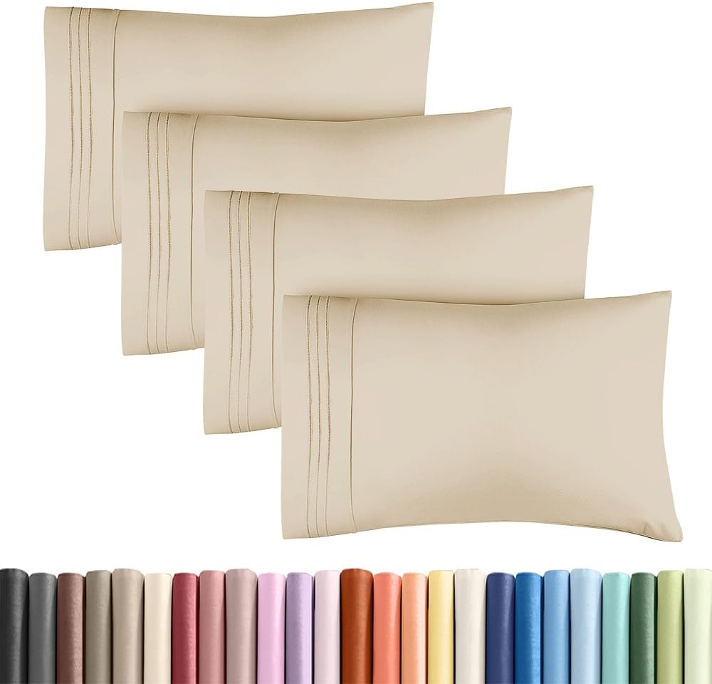 Standard Pillow Cases Set of 4 - Ultra Soft Hotel Quality Pillowcase Covers - Comfy Cozy Bedding for Women, Men, Kids & Teens - Machine…