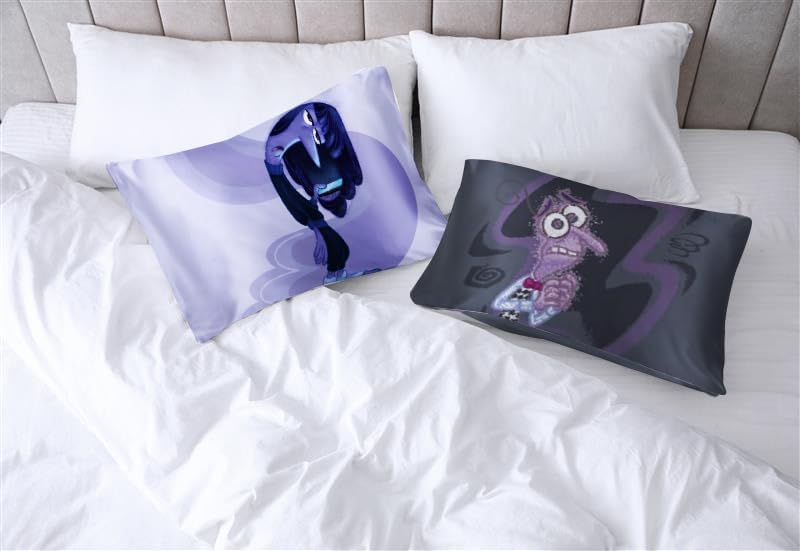 JayFranco Disney Pixar Inside Out Fear Satin Pillowcase - Standard Size 20x30 Inch Silky Soft Dark Grey Pillow Cover 30 inch Grey