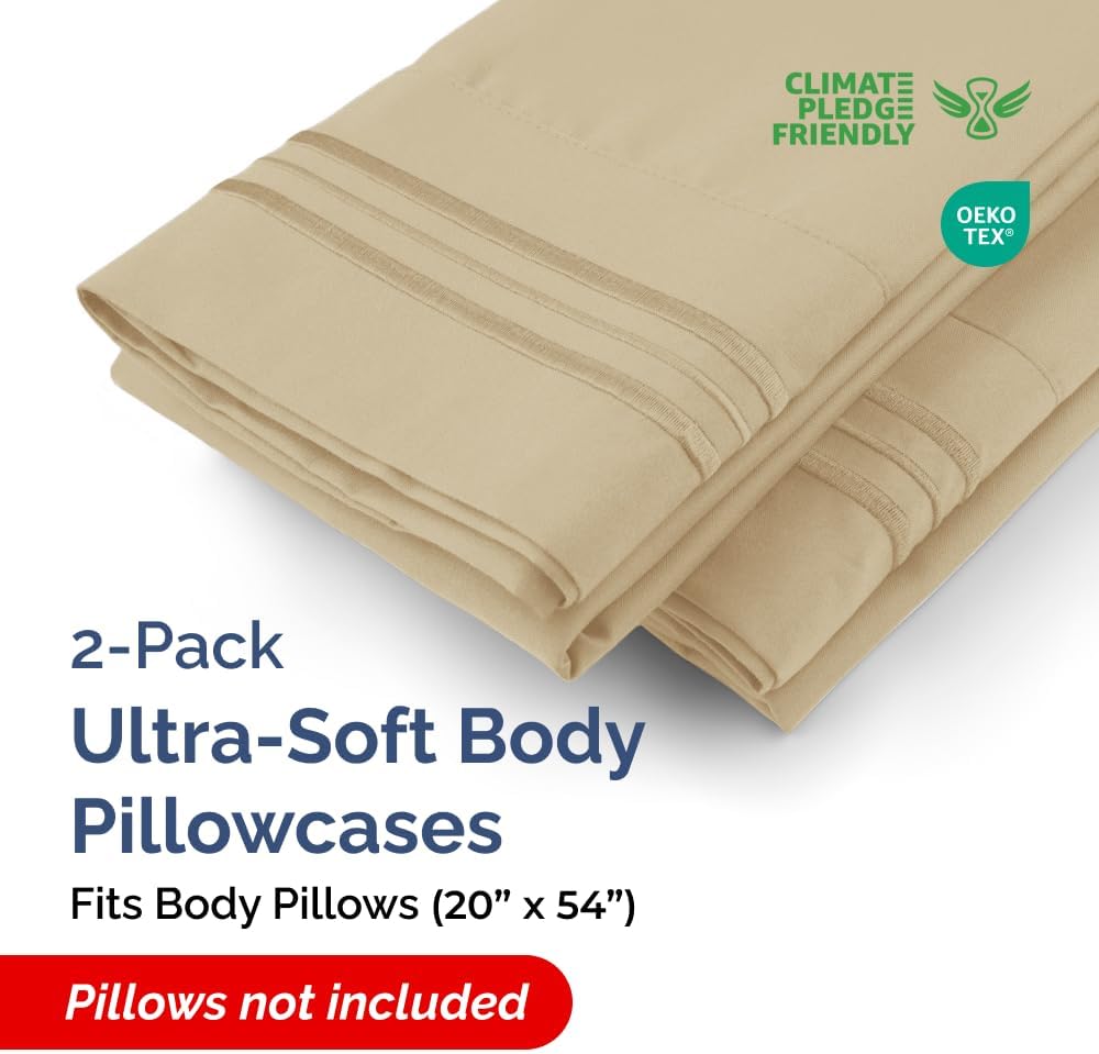 Body Pillowcases Set of 2-20x54 Long Body Pillow Case - Soft Body Pillow Cover for Sleeping & Side Sleepers - Comfy, Breathable, Wrinkle…
