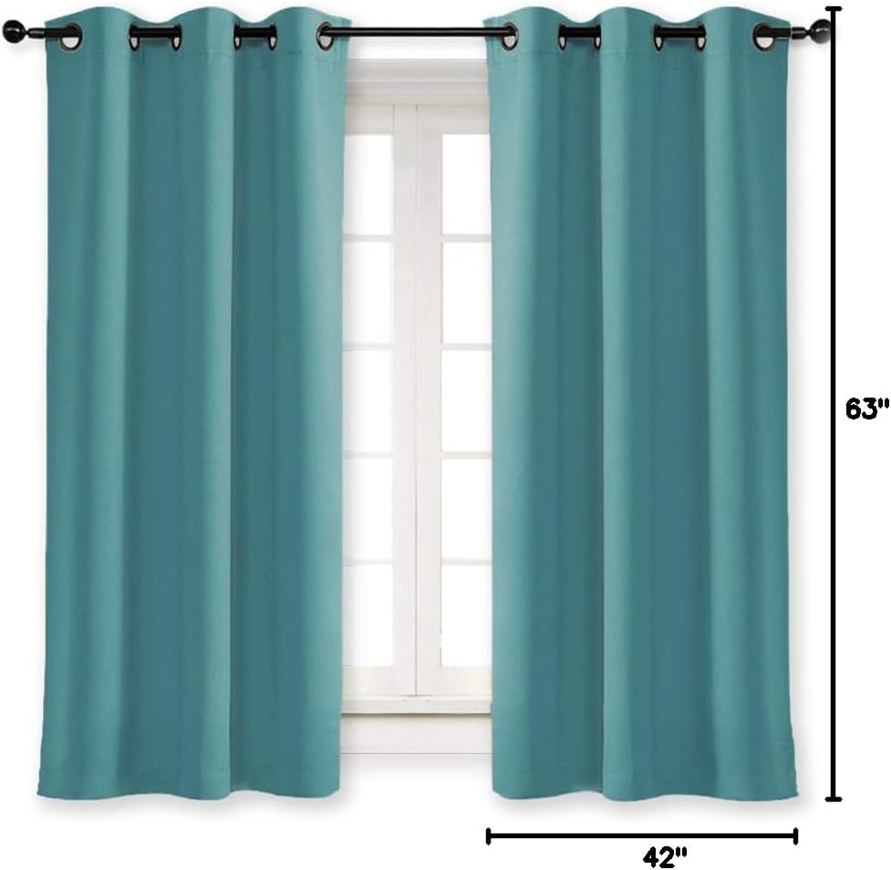 NICETOWN Blackout Drape for Nursery - Home Fashion Thermal Insulated Blackout Room Darkening Curtain/Drapery with Ring Top (Sea Teal…