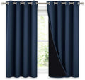 Nicetown 100% Blackout Curtains with Black Liners, Thermal Insulated 2-Layer Lined Drapes, Energy Efficiency Small Window Draperies for Din…
